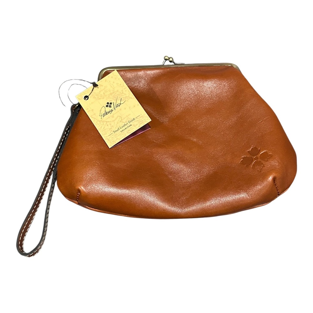 Patricia Nash Savena Tan Leather Kiss Lock Wristlet NWT